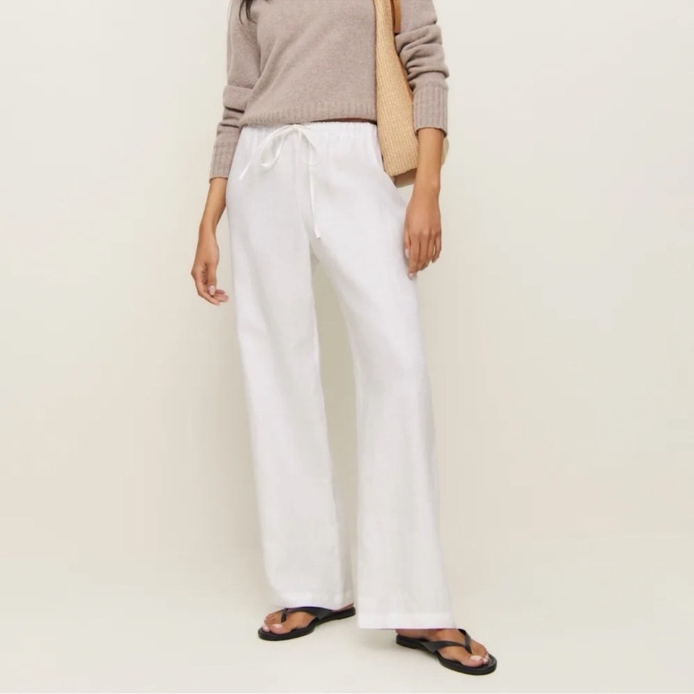 NWT Reformation Olina Linen Pants White Small - Picture 10 of 11